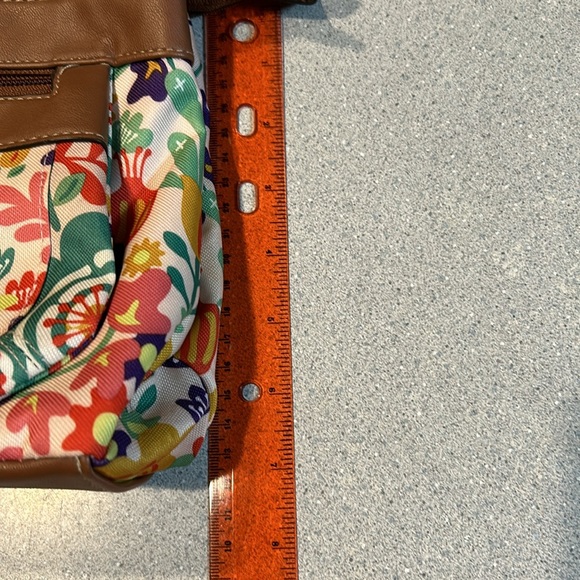 Lily Bloom- Floral Purse w/Leather Strap & Accents; 2 deep top & 1 side pockets - Picture 8 of 9